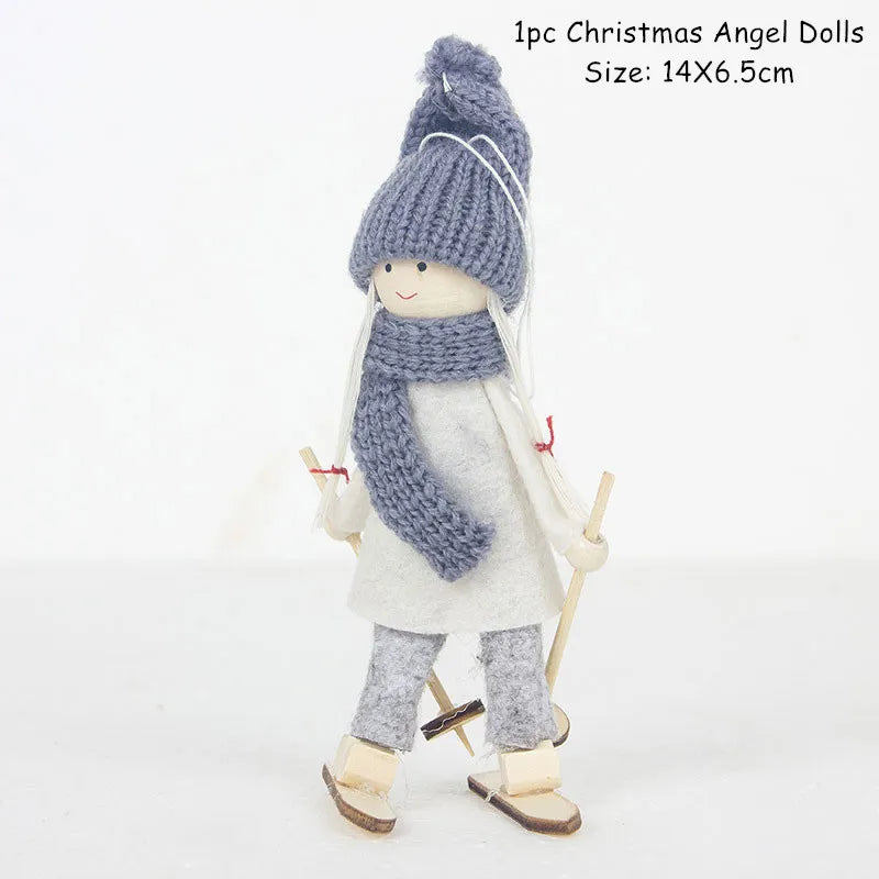 Cute Angel Ski Dolls Navidad Hanging Pendant Christmas Home Decor Xmas Tree Ornaments Noel Natal New Year Gifts Gnome A12