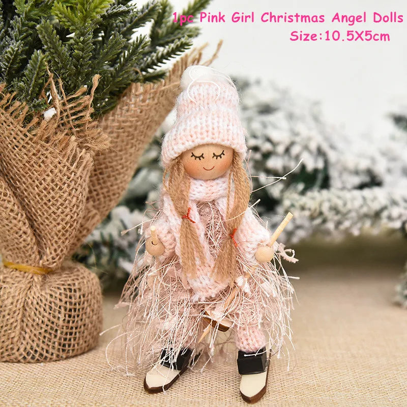 Cute Angel Ski Dolls Navidad Hanging Pendant Christmas Home Decor Xmas Tree Ornaments Noel Natal New Year Gifts Gnome A2