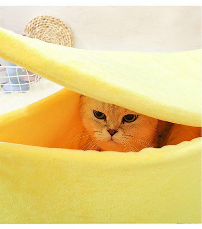 Cute Banana Cat Bed House Super Soft Pet Kennel Dog Warm Sleeping Basket Kitten Comfort Cushion For Cats Portable Cozy Cave