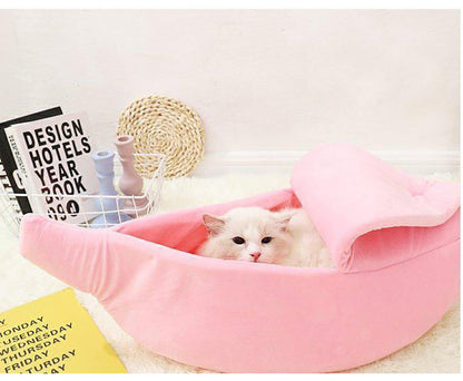 Cute Banana Cat Bed House Super Soft Pet Kennel Dog Warm Sleeping Basket Kitten Comfort Cushion For Cats Portable Cozy Cave