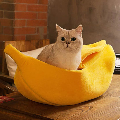 Cute Banana Cat Bed House Super Soft Pet Kennel Dog Warm Sleeping Basket Kitten Comfort Cushion For Cats Portable Cozy Cave