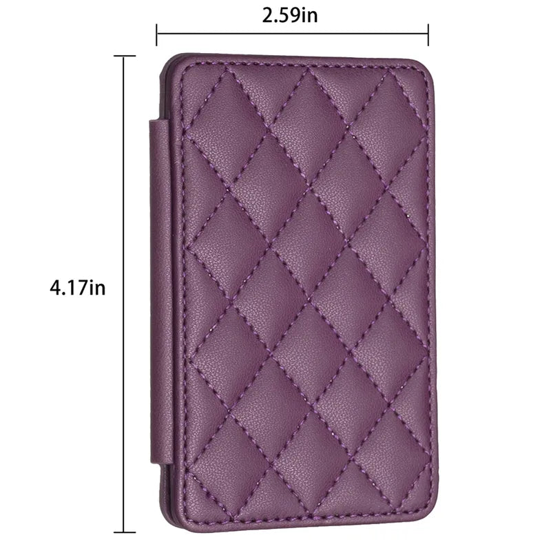 Cute Card Bag Can Be Pasted On The Mobile Phone Case Little Fragrance Macaron Color Card Bag With Buckle FX BFK05-Deep Purple