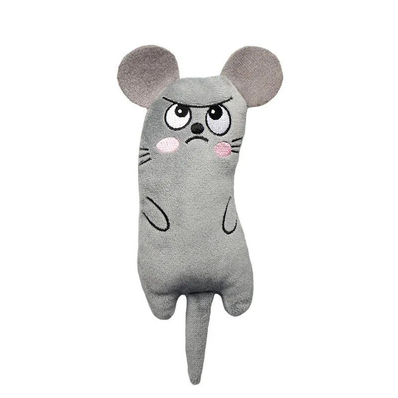 Cute Cat Toys Funny Interactive Plush Cat Toy Mini Teeth Grinding Catnip Toys Kitten Chewing Squeaky Toy Pets Accessories 02 gray