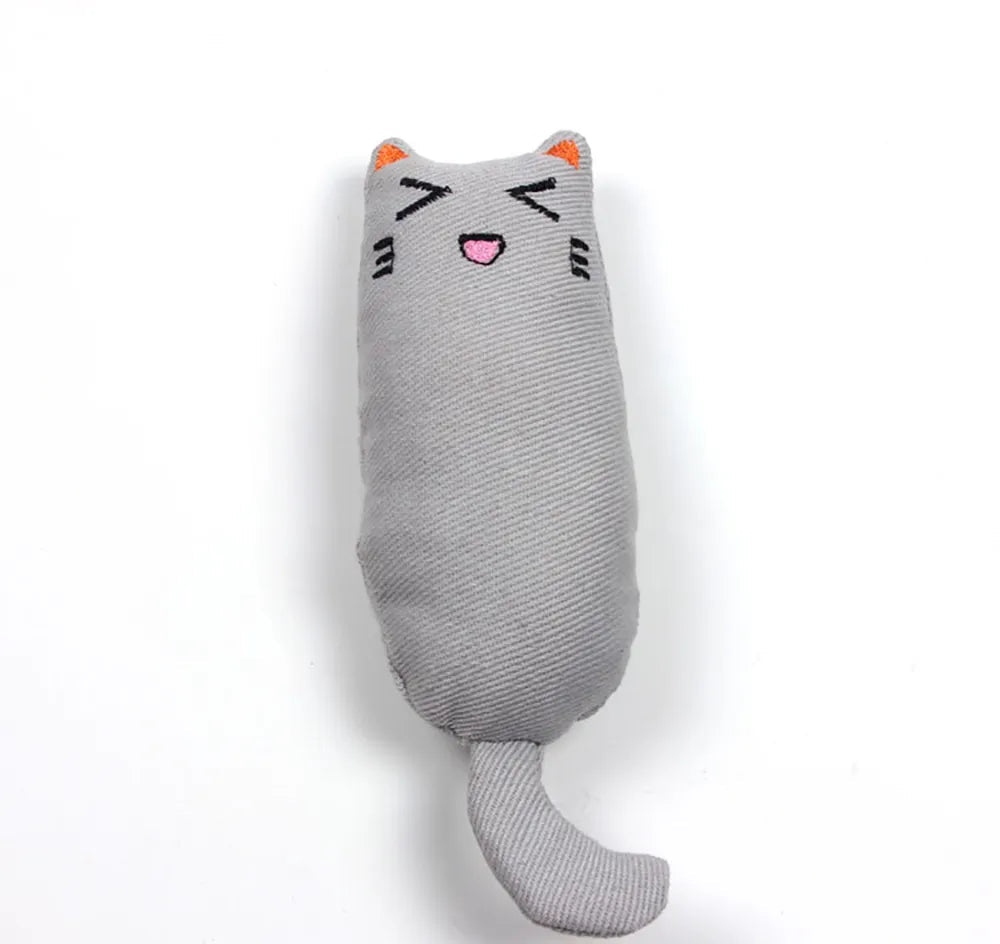 Cute Cat Toys Funny Interactive Plush Cat Toy Mini Teeth Grinding Catnip Toys Kitten Chewing Squeaky Toy Pets Accessories 01 gray