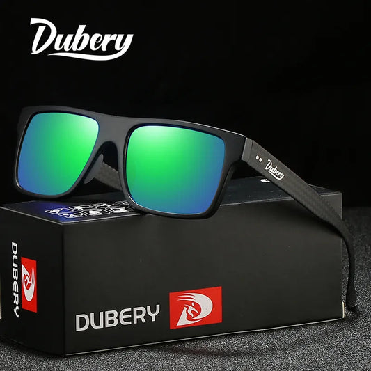 DUBERY Carbon Fiber Sunglasses Vintage Polarized Men's Sun Glasses For Men Driving Black Square Oculos Male 6 Colors Model 500