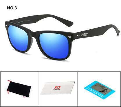 DUBERY Carbon Fiber Sunglasses Vintage Polarized Men's Sun Glasses For Men Driving Black Square Oculos Male 6 Colors Model 755 C3 D755