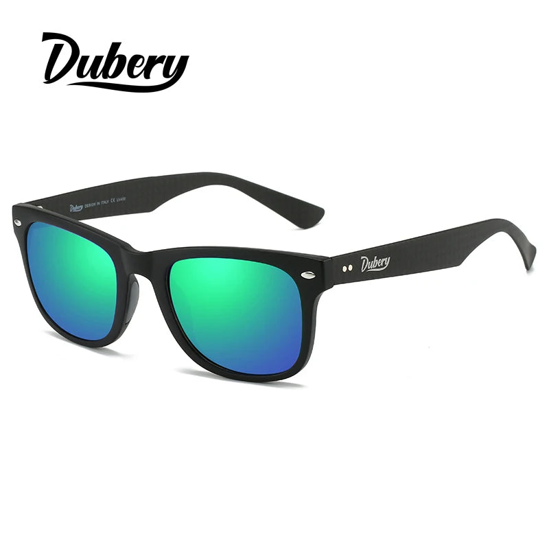 DUBERY Carbon Fiber Sunglasses Vintage Polarized Men's Sun Glasses For Men Driving Black Square Oculos Male 6 Colors Model 755