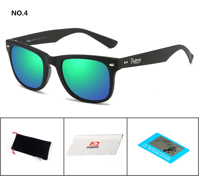DUBERY Carbon Fiber Sunglasses Vintage Polarized Men's Sun Glasses For Men Driving Black Square Oculos Male 6 Colors Model 755 C4 D755