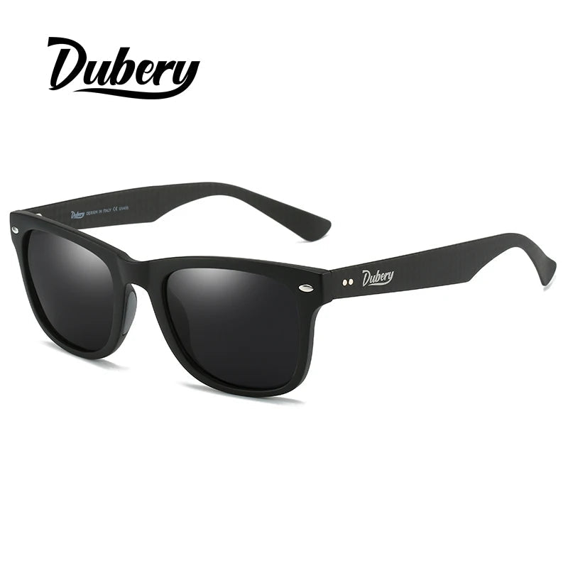 DUBERY Carbon Fiber Sunglasses Vintage Polarized Men's Sun Glasses For Men Driving Black Square Oculos Male 6 Colors Model 755