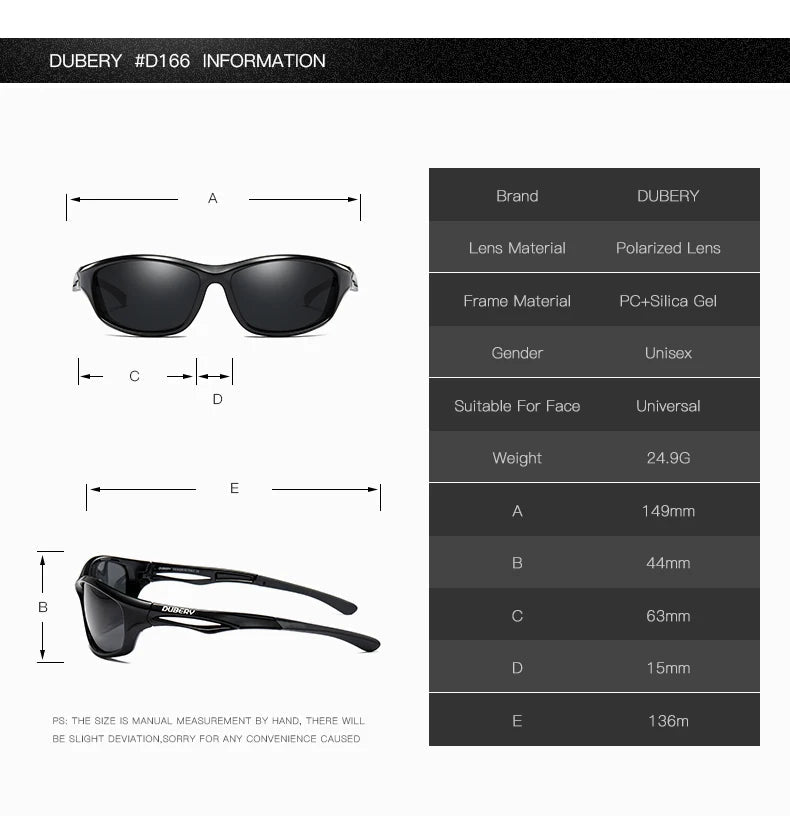 DUBERY Design Men's Glasses Polarized Sunglasses Driving Shades Male Sun Glasses For Men Summer Mirror Goggle UV400 166