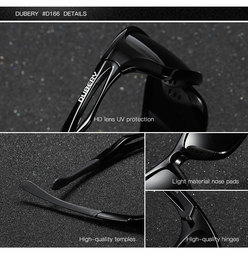 DUBERY Design Men's Glasses Polarized Sunglasses Driving Shades Male Sun Glasses For Men Summer Mirror Goggle UV400 166