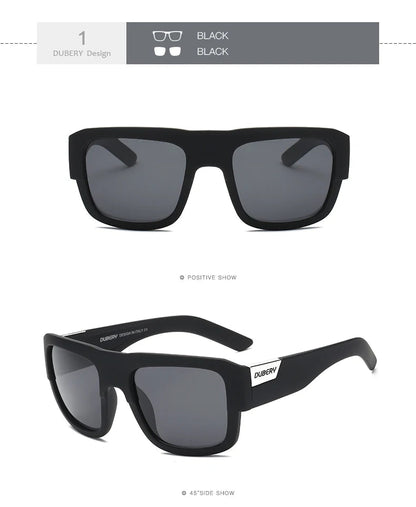 DUBERY Design Polarized Black Sunglasses Men's Shades Women Male Sun Glasses For Men Retro Cheap Designer Oculos UV400 720 C1 Polarized D720