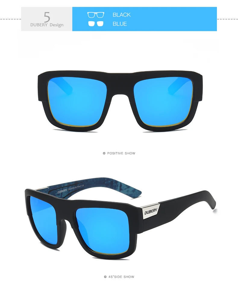 DUBERY Design Polarized Black Sunglasses Men's Shades Women Male Sun Glasses For Men Retro Cheap Designer Oculos UV400 720 C5 Polarized D720