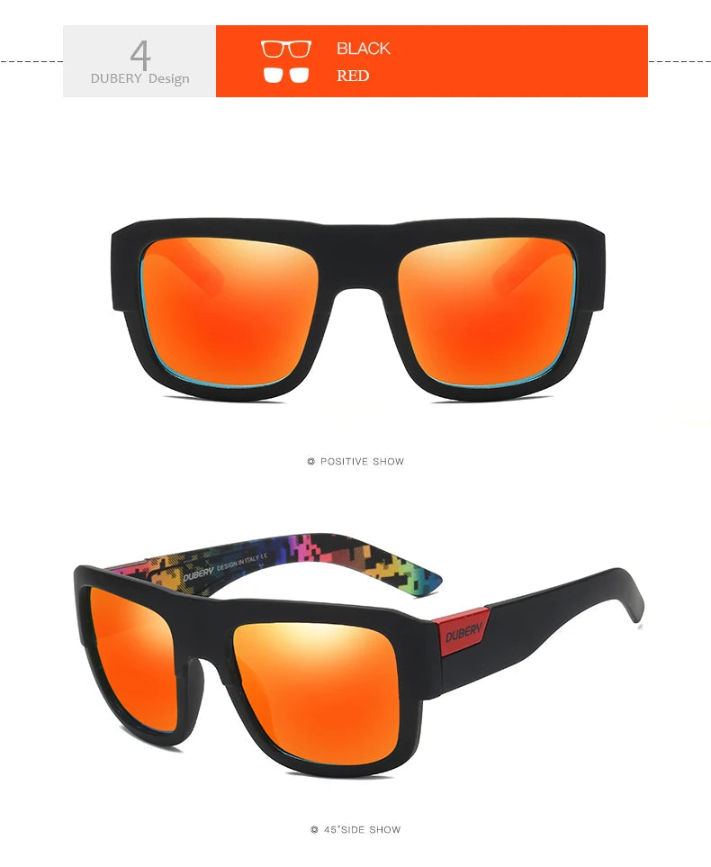 DUBERY Design Polarized Black Sunglasses Men's Shades Women Male Sun Glasses For Men Retro Cheap Designer Oculos UV400 720 C4 Polarized D720