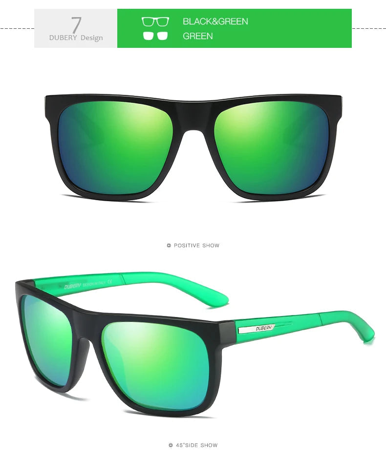 DUBERY Design Polarized HD Sunglasses Men Driver Shades Male Sun Glasses For Men Summer Mirror Square Oculos UV400 187 C7 Polarized D187