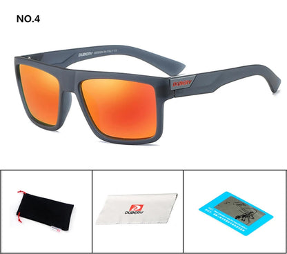 DUBERY Design Polarized Sunglasses Men Driver Shades Male Vintage Sun Glasses For Men Spuare Colorful Summer UV400 Oculos C4 Polarized D918