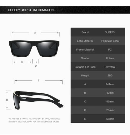 DUBERY Design Polarized Sunglasses Men Driver Shades Male Vintage Sun Glasses For Men Spuare Colorful Summer UV400 Oculos