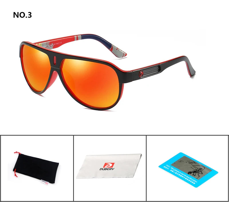 DUBERY Design Polarized Sunglasses Men Driving Shades Male Retro Sun Glasses For Men Summer Mirror Goggle UV400 Oculos 163 C3 Polarized D163