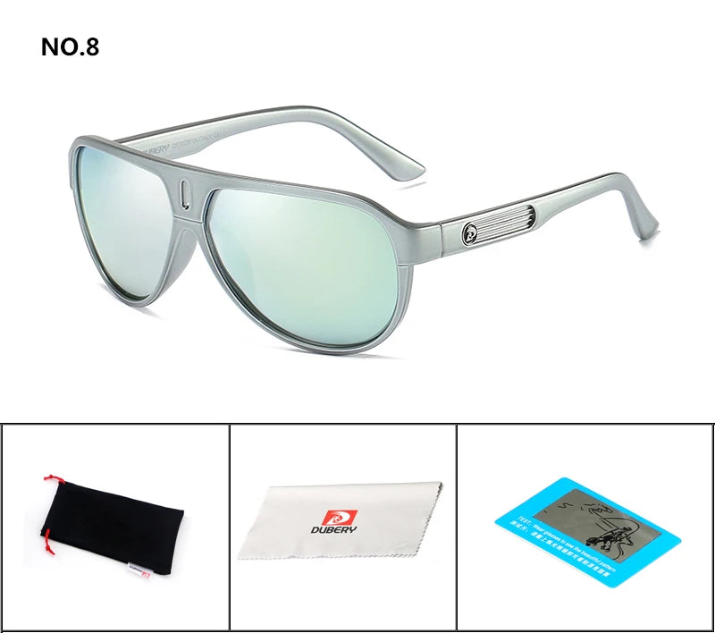 DUBERY Design Polarized Sunglasses Men Driving Shades Male Retro Sun Glasses For Men Summer Mirror Goggle UV400 Oculos 163 C8 Polarized D163