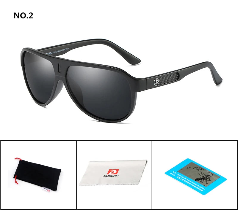 DUBERY Design Polarized Sunglasses Men Driving Shades Male Retro Sun Glasses For Men Summer Mirror Goggle UV400 Oculos 163 C2 Polarized D163