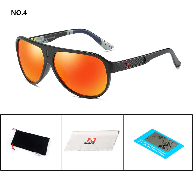 DUBERY Design Polarized Sunglasses Men Driving Shades Male Retro Sun Glasses For Men Summer Mirror Goggle UV400 Oculos 163 C4 Polarized D163