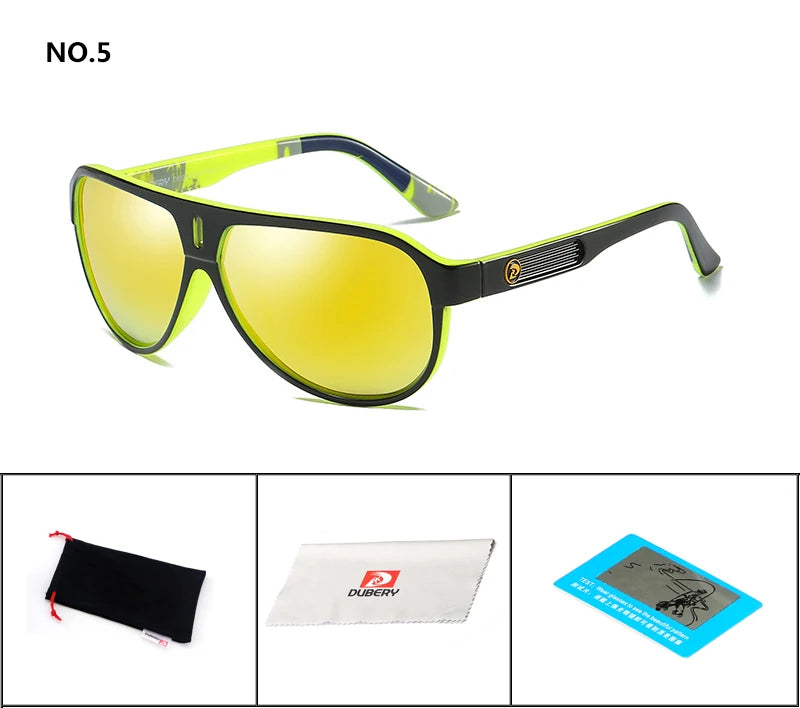DUBERY Design Polarized Sunglasses Men Driving Shades Male Retro Sun Glasses For Men Summer Mirror Goggle UV400 Oculos 163 C5 Polarized D163