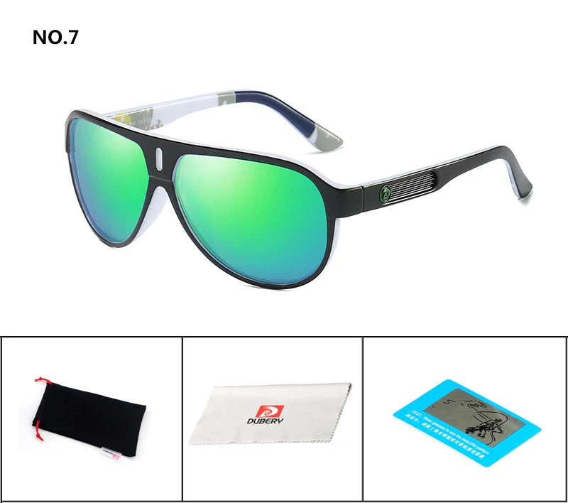 DUBERY Design Polarized Sunglasses Men Driving Shades Male Retro Sun Glasses For Men Summer Mirror Goggle UV400 Oculos 163 C7 Polarized D163