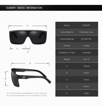 DUBERY Brand Design Oversized Polarized Sunglasses Men Driving Shades Male Retro Sun Glasses Men Fashion Luxury Shades Oculos