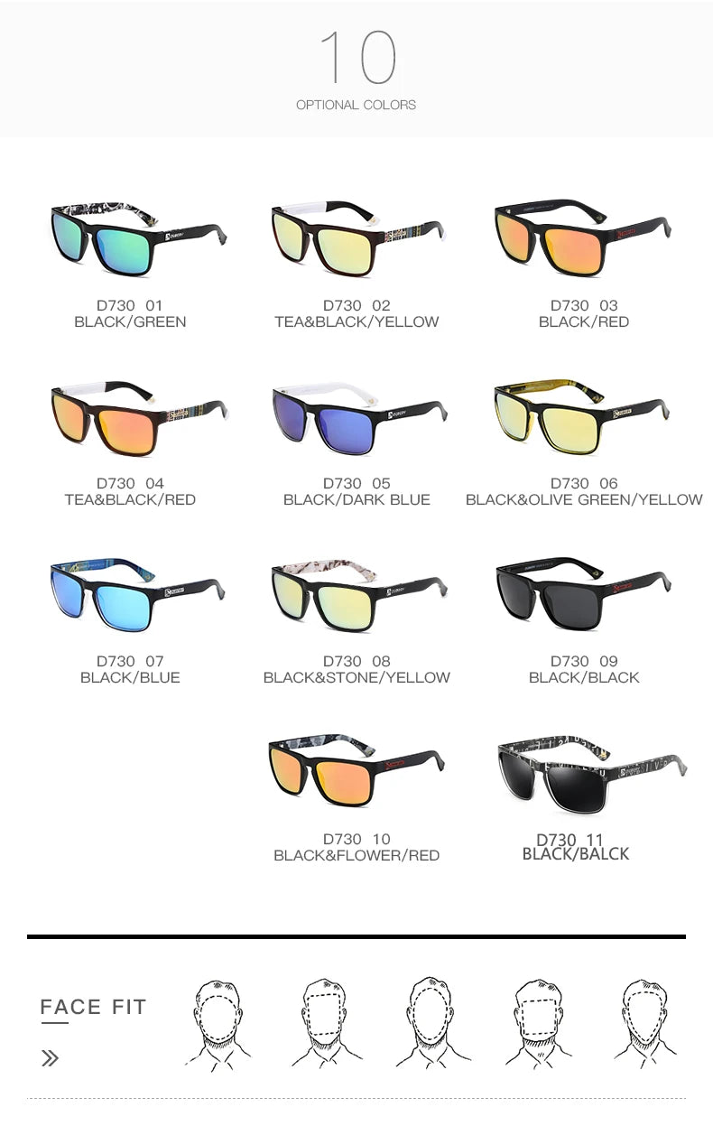 DUBERY Design Polarized Sunglasses Men Drving Shades Male Sun Glasses For Men Summer Square Goggle Oculos UV400 730