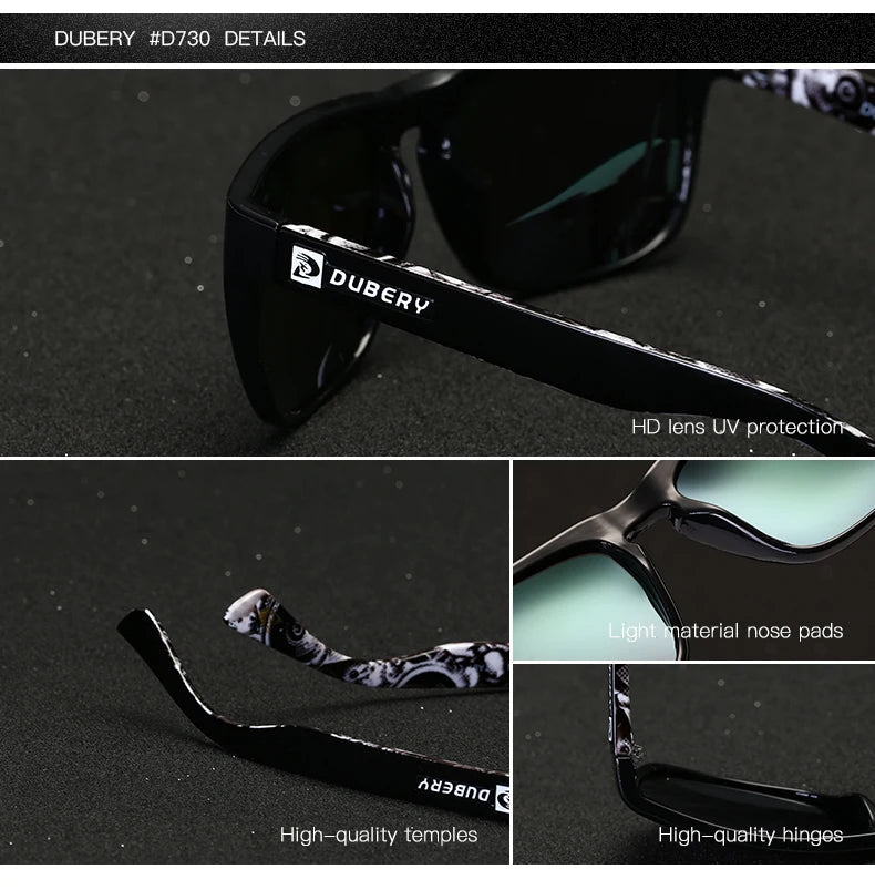 DUBERY Design Polarized Sunglasses Men Drving Shades Male Sun Glasses For Men Summer Square Goggle Oculos UV400 730