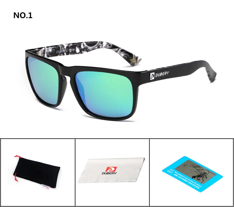 DUBERY Design Polarized Sunglasses Men Drving Shades Male Sun Glasses For Men Summer Square Goggle Oculos UV400 730 C1 Polarized D730
