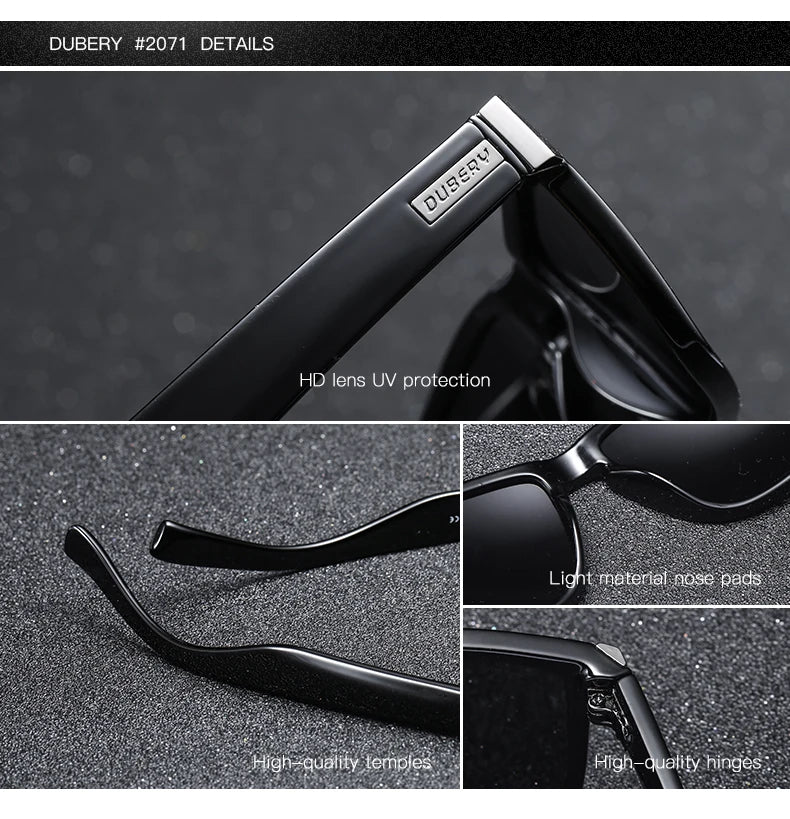 DUBERY Fishing Camping Hiking Sunglasses Polarized Sunglasses Male Sun Glasses For Men Retro Cheap Luxury Brand Designer 518