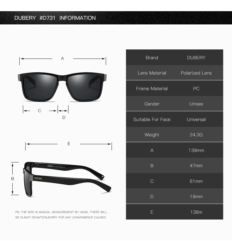 DUBERY Fishing Camping Hiking Sunglasses Polarized Sunglasses Male Sun Glasses For Men Retro Cheap Luxury Brand Designer 518