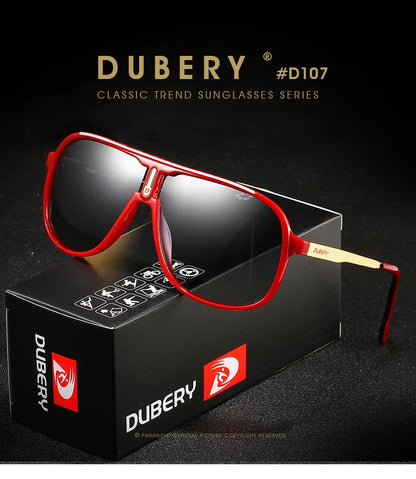 DUBERY Men Driving Sunglasses Pilot Polarized Fishing Sun Glasses Outdoor Travel Goggle Shades Male 100%UV Protection Metal Legs