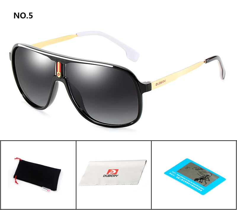 DUBERY Men Driving Sunglasses Pilot Polarized Fishing Sun Glasses Outdoor Travel Goggle Shades Male 100%UV Protection Metal Legs C5 D107