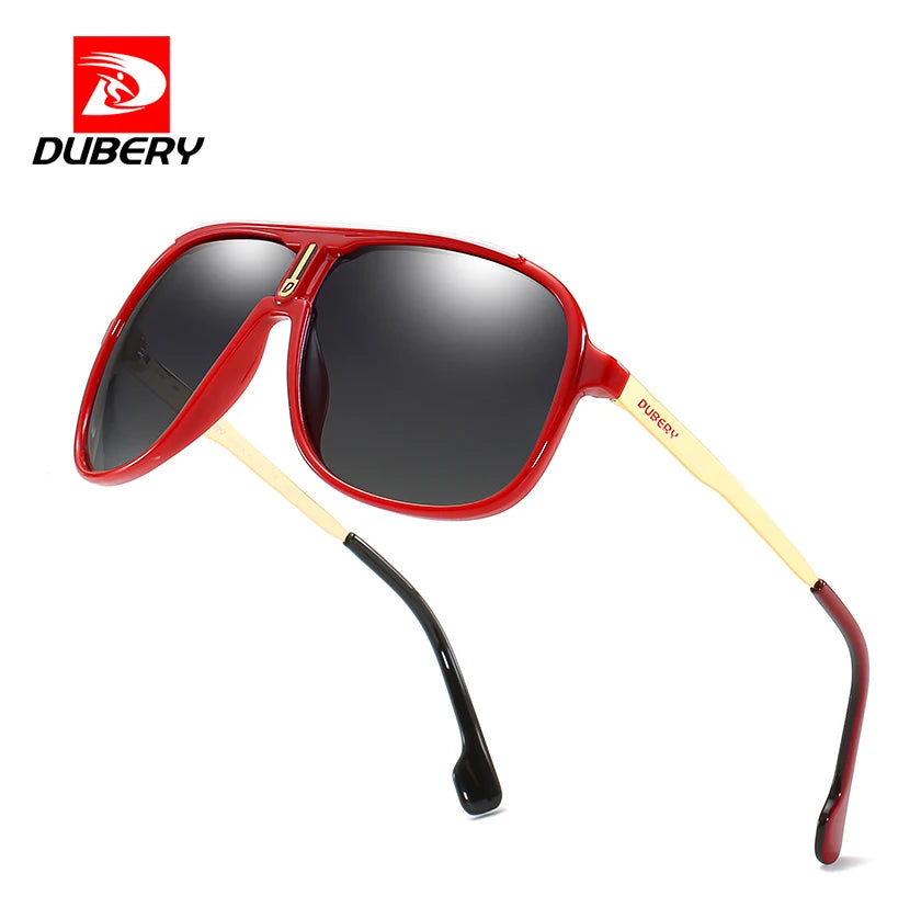 DUBERY Men Driving Sunglasses Pilot Polarized Fishing Sun Glasses Outdoor Travel Goggle Shades Male 100%UV Protection Metal Legs