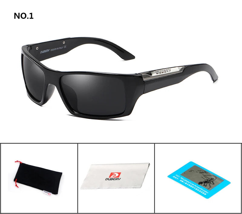 DUBERY Men's Casual Sports Style Sunglasses Polarized Lens Change Vision Block Dazzling Glare UV400 Sunglasses D186 C1 D186