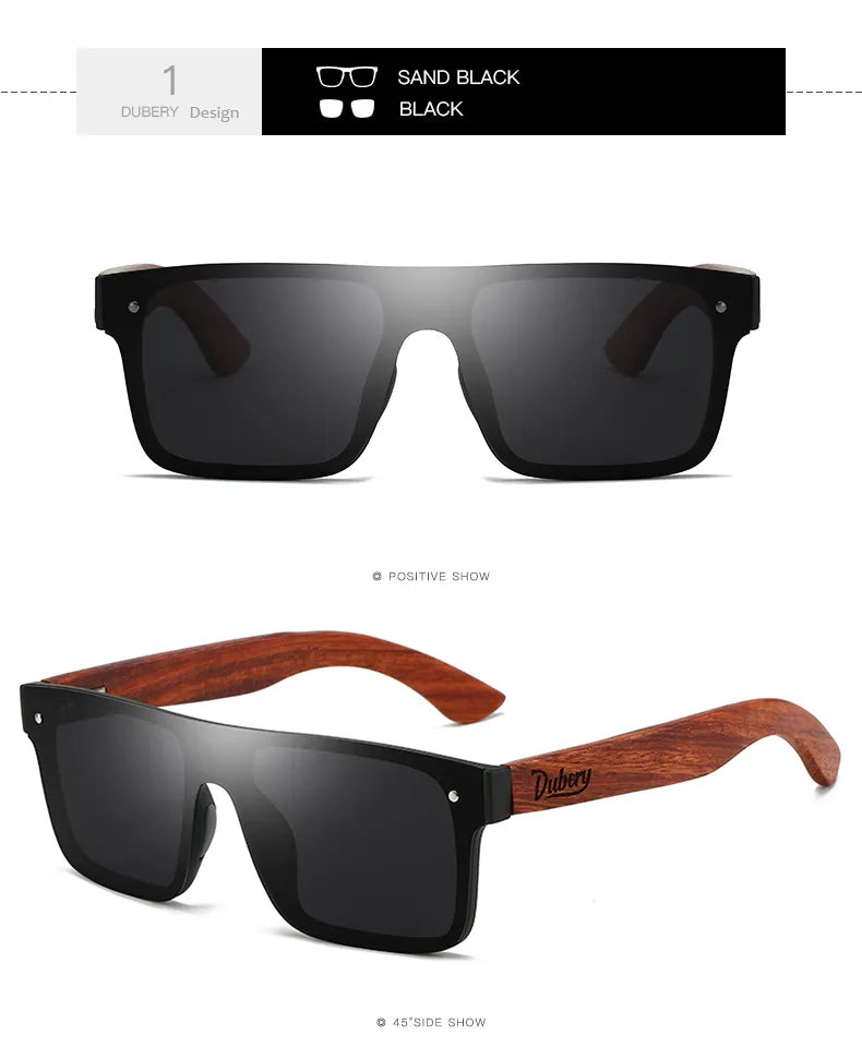 DUBERY Natural Wooden Sunglasses Men Polarized Fashion Sun Glasses Original Wood Oculos De Sol Masculino 219