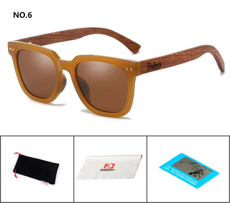 DUBERY Natural Wooden Sunglasses Men Polarized Fashion Sun Glasses Original Wood Oculos De Sol Masculino UV400 117 C6 D117