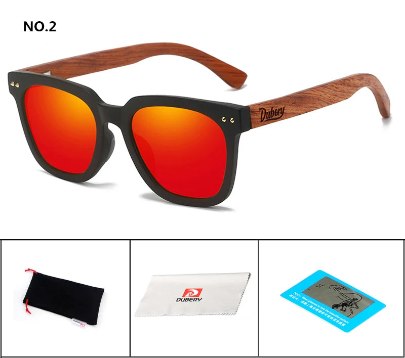 DUBERY Natural Wooden Sunglasses Men Polarized Fashion Sun Glasses Original Wood Oculos De Sol Masculino UV400 117 C2 D117