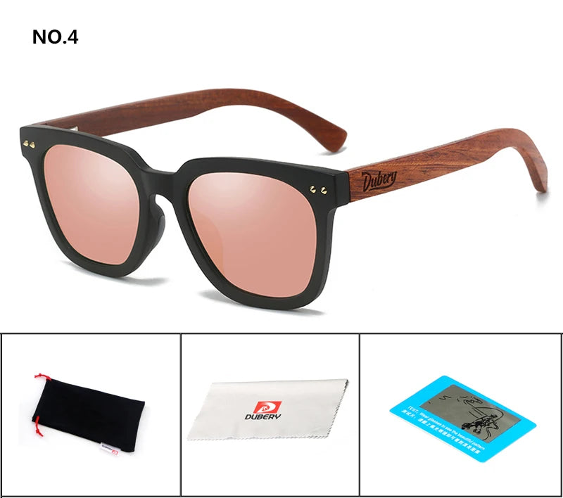 DUBERY Natural Wooden Sunglasses Men Polarized Fashion Sun Glasses Original Wood Oculos De Sol Masculino UV400 117 C4 D117
