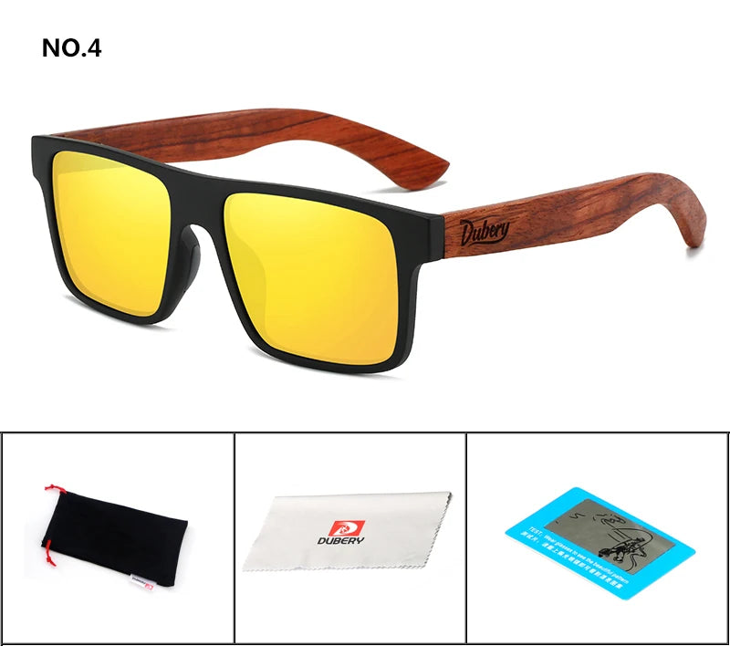DUBERY Natural Wooden Sunglasses Men Polarized Fashion Sun Glasses Original Wood Oculos De Sol Masculino UV400 833 C4 D833