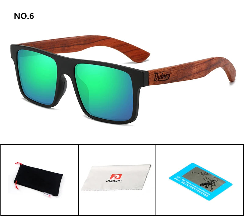 DUBERY Natural Wooden Sunglasses Men Polarized Fashion Sun Glasses Original Wood Oculos De Sol Masculino UV400 833 C6 D833