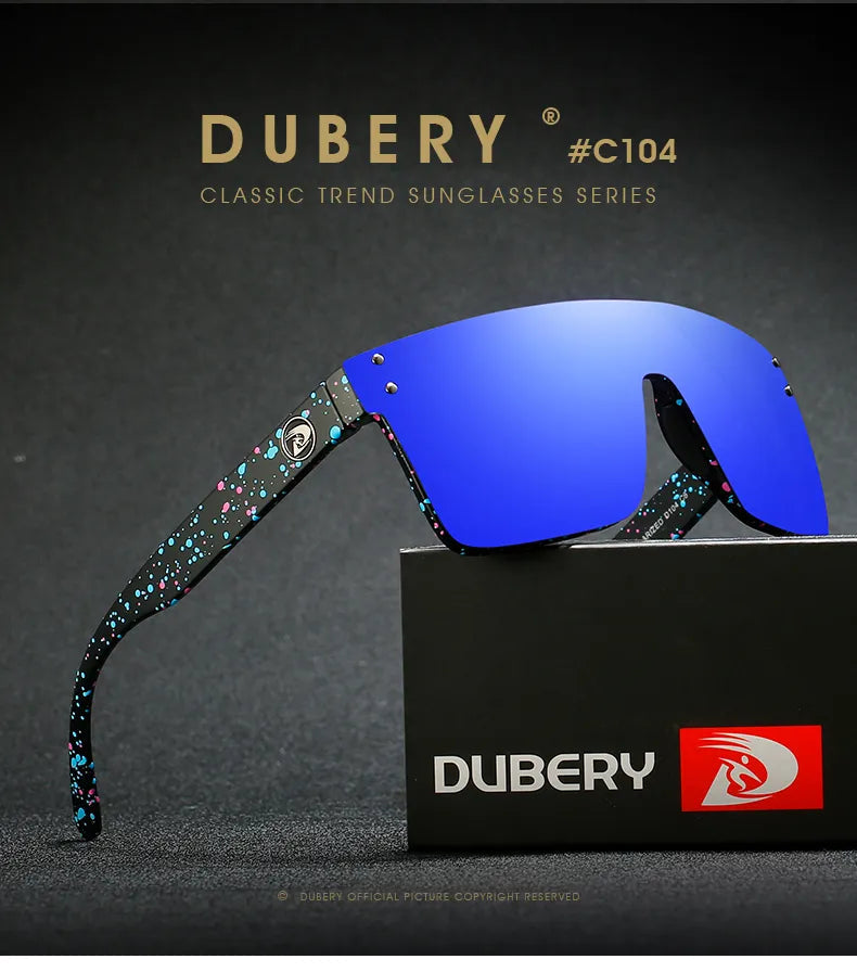 DUBERY Vintage Sunglasses Polarized Men's Sun Glasses For Men Square Shades Driving Black Retro Oculos Male 9 Colors Model 104