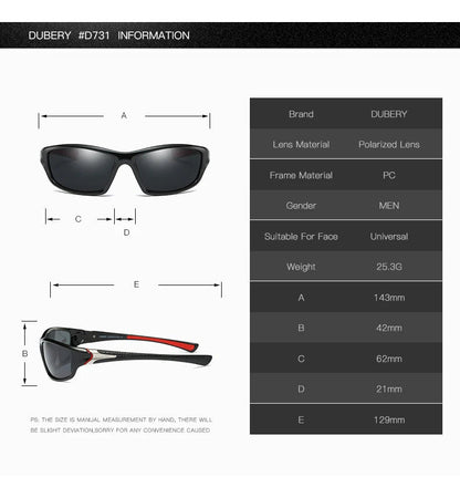 DUBERY Polarized Night Vision Sunglasses Men's Driving Sun Glasses For Men Square Sport Brand Luxury Mirror Shades Oculos 120