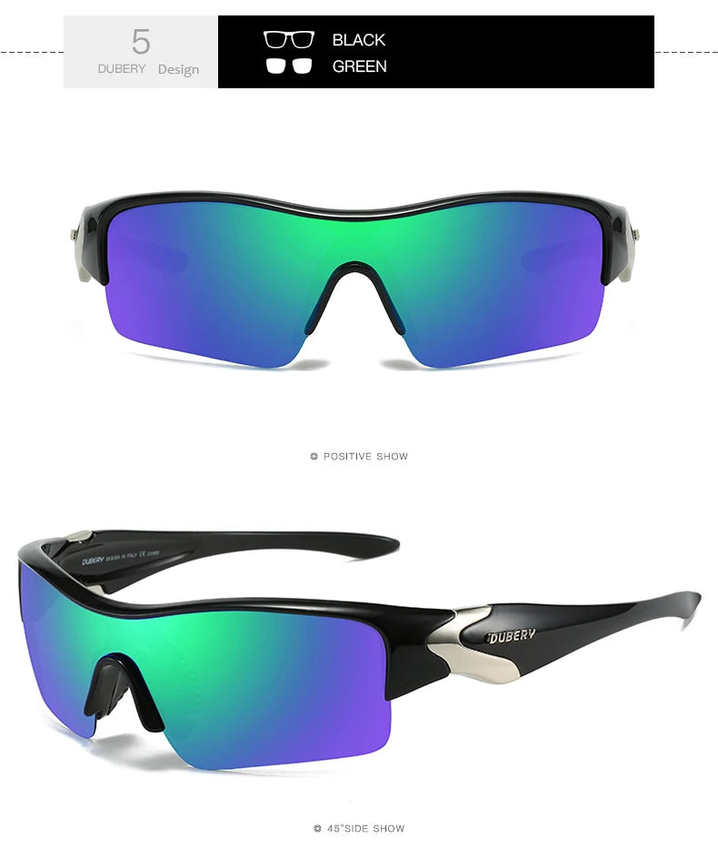 DUBERY Polarized One Piece Lens Men Glasses Polarized Black Driver Sunglasses UV400 Shades Retro Fashion Sun Glass For Men Model