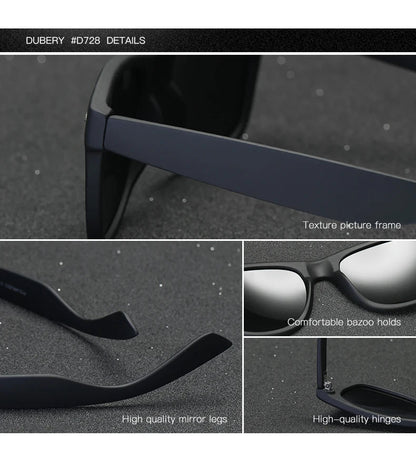 DUBERY Polarized Sunglasses Men Women Driving Sun Glasses For Men Retro Sport Luxury Brand Designer Oculos UV400 D728