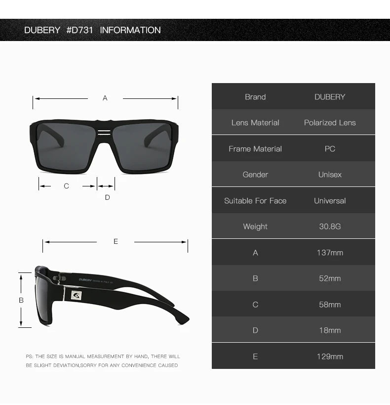 DUBERY Polarized Sunglasses Men's Retro Male Goggle Colorful Sun Glasses For Men Fashion Brand Luxury Mirror Shades Oculos 729