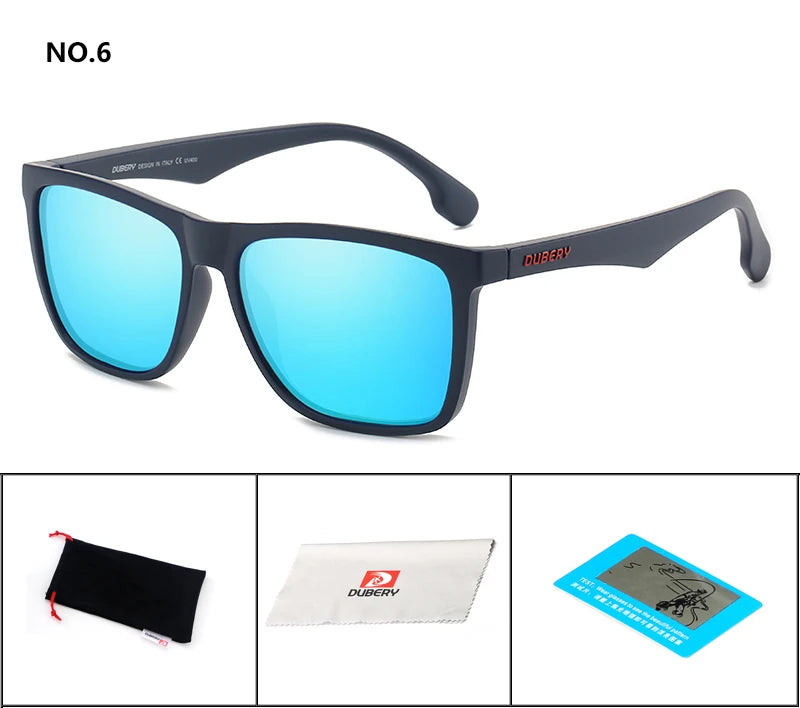DUBERY Square Men's Summer UV Polarized Sunglasses Brand Designer Driving Driver Mirror Sunglass Male Shades For Men Oculos D150 C6 D150