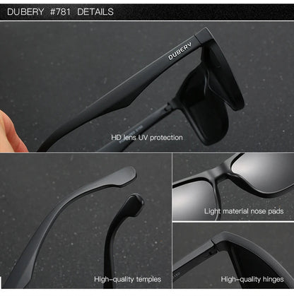 DUBERY Square Men's Summer UV Polarized Sunglasses Brand Designer Driving Driver Mirror Sunglass Male Shades For Men Oculos D150